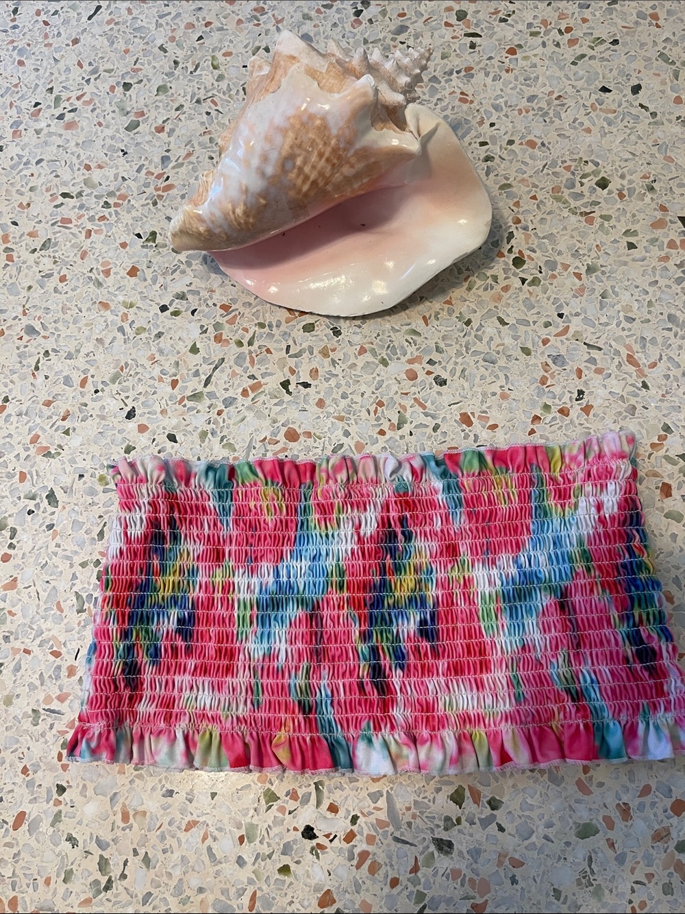 Colorful Tie-Dye Smocked Tube Top - Pink Multi Sz M/L